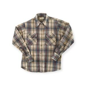 Vintage 70s 80s P.S. Philip Scott Wool Blend Flannel Button Down Shirt Brown S